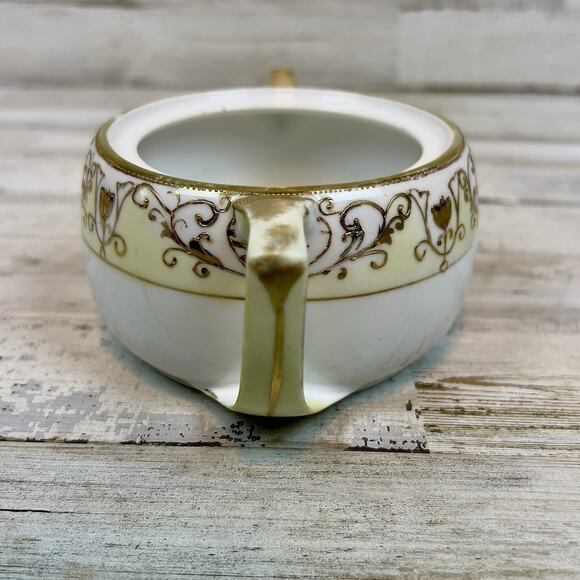 Vtg Noritake Nippon 16034 Christmas Ball Hand‑Painted Gold Sugar Bowl (No Lid) - Picture 4 of 8